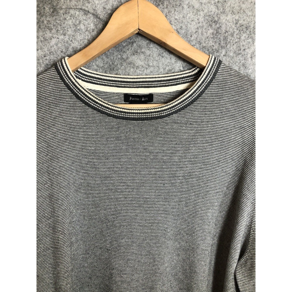 Porter & Ash Sweater Mens Extra Large Gray Stripe‎ Cotton Career Business Casual